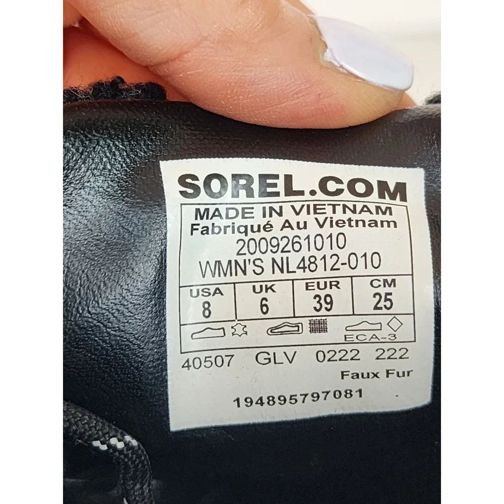 Sorel Brex Waterproof Winter Snow Boots Black Faux Shearling NL4812-010 Womens 8